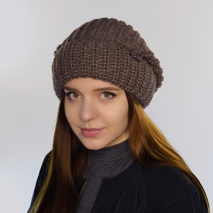 Шапка женская "ЭДЕЛЬ" 826443 цвет кофе, р-р 56-58