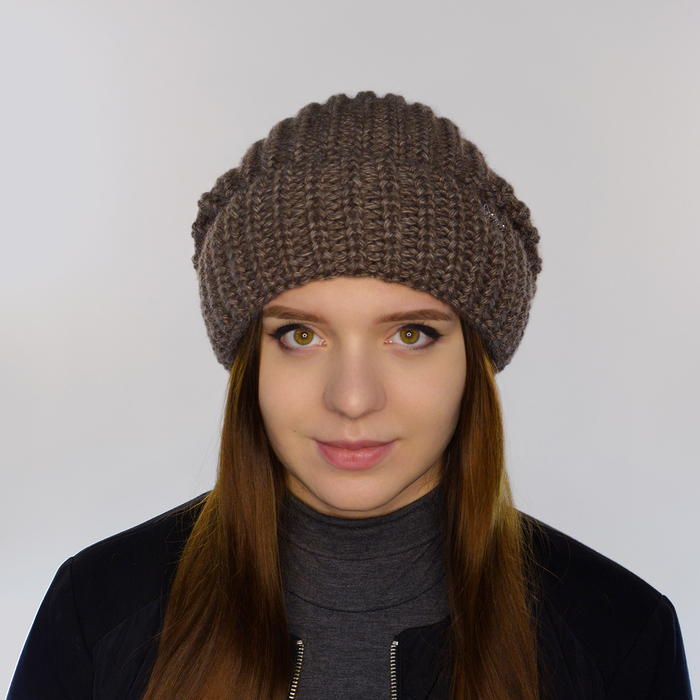Шапка женская "ЭДЕЛЬ" 826443 цвет кофе, р-р 56-58