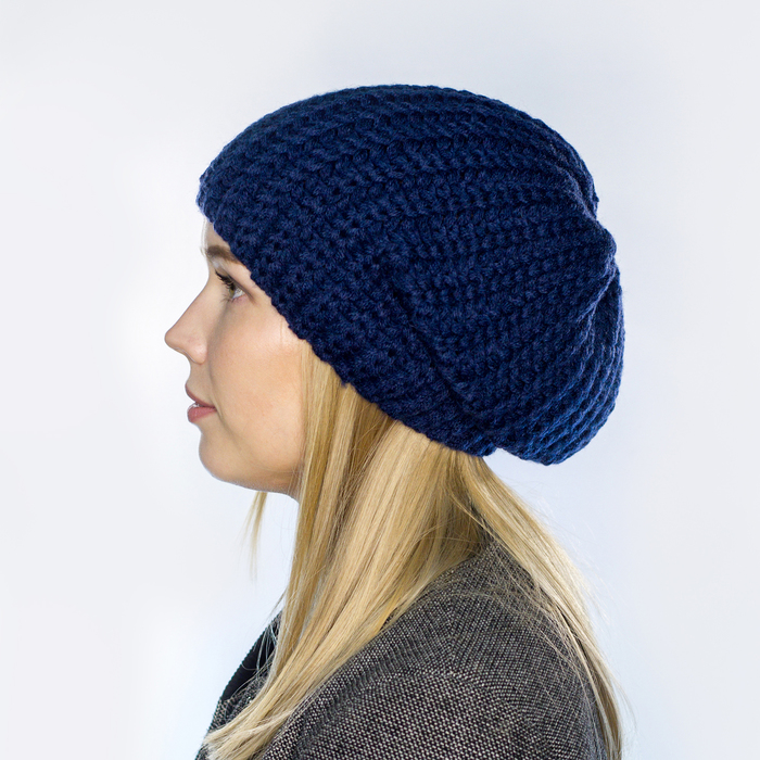 Шапка женская "ХОЛЛИ" 825412 цвет тёмно-синий, р-р 56-58