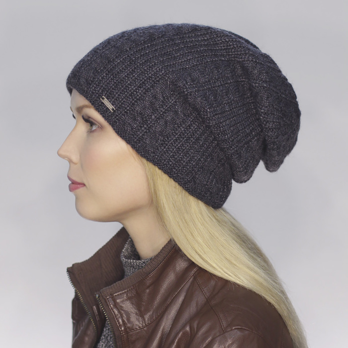 Шапка женская "БУШ" 825205 цвет тёмно-серый, р-р 56-58