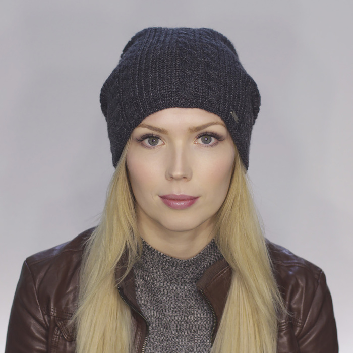 Шапка женская "БУШ" 825205 цвет тёмно-серый, р-р 56-58