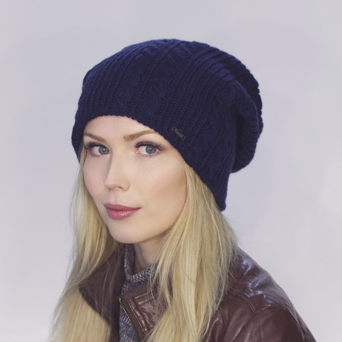 Шапка женская "БУШ" 825212 цвет тёмно-синий, р-р 56-58