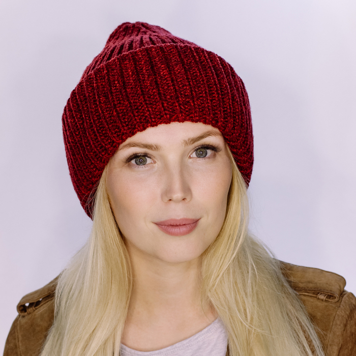 Шапка женская "ФЛЭШ" 817553 цвет бордовый меланж, р-р 56-58