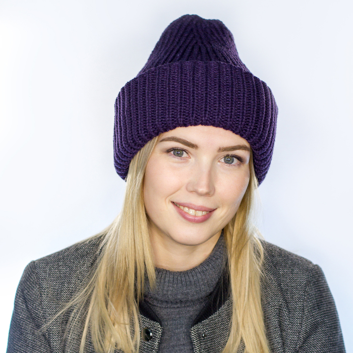Шапка женская "ФЛЭШ" 817557 цвет тёмно-фиолетовый, р-р 56-58