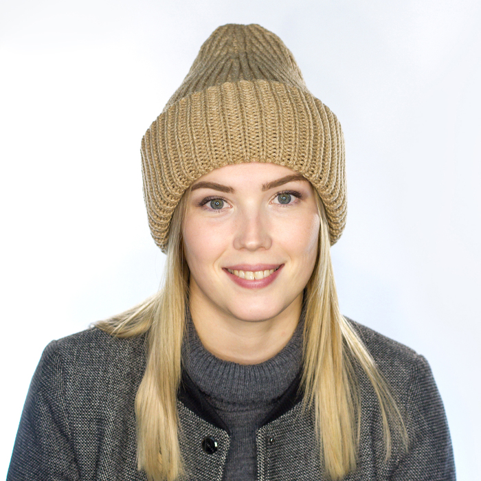 Шапка женская "ФЛЭШ" 817515 цвет бежевый меланж, р-р 56-58