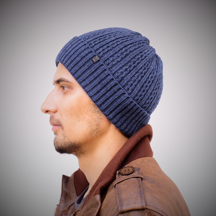 Шапка мужская "СТОУН 2" 816009 цвет джинс, р-р 56-58