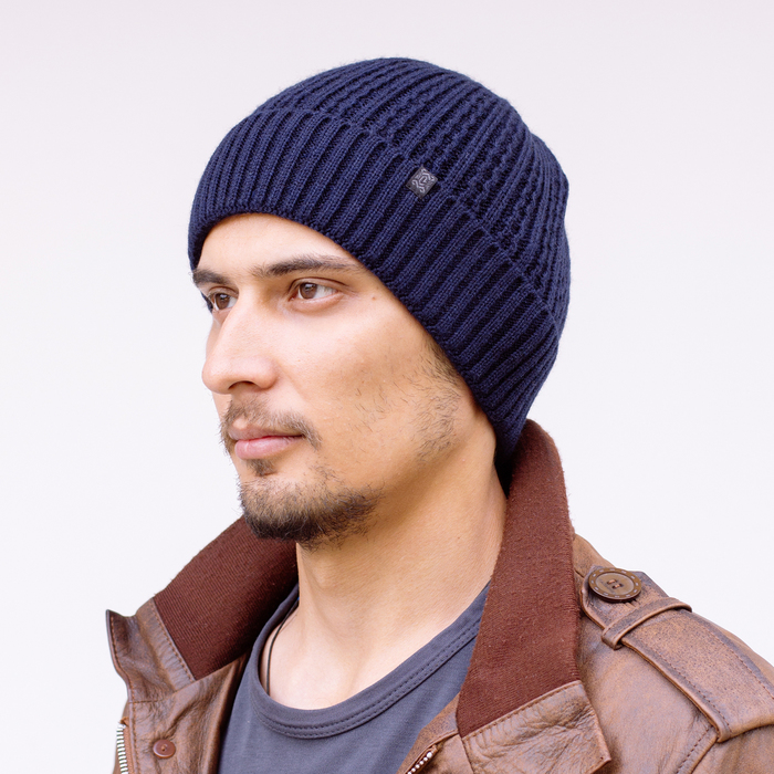 Шапка мужская "СТОУН 2" 816012 цвет тёмно-синий, р-р 56-58