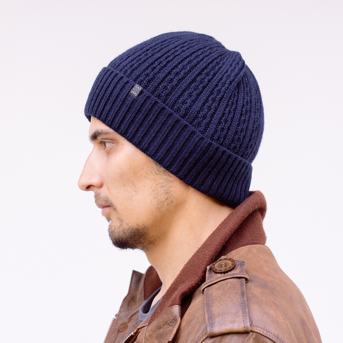 Шапка мужская "СТОУН 2" 816012 цвет тёмно-синий, р-р 56-58