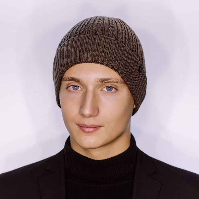 Шапка мужская "СТОУН 2" 816043 цвет кофе, р-р 56-58