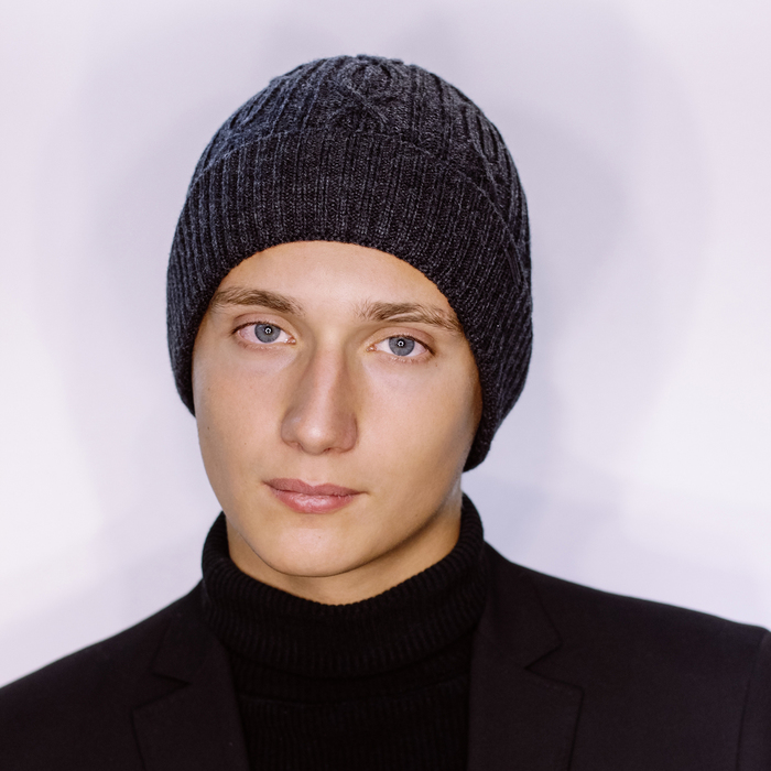 Шапка мужская "РОККИ 2" 816508 цвет тёмно-серый меланж, р-р 56-58