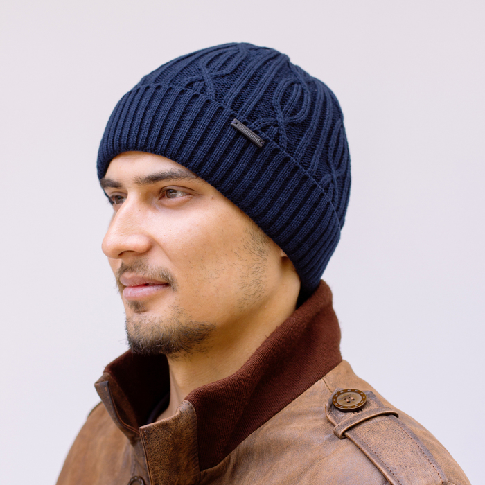 Шапка мужская "РОККИ 2" 816512 цвет тёмно-синий, р-р 56-58