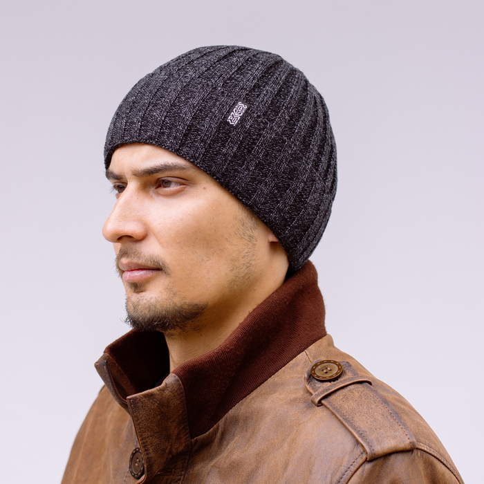 Шапка мужская "ТРЕК 2" 827908 цвет тёмно-серый меланж, р-р 56-58