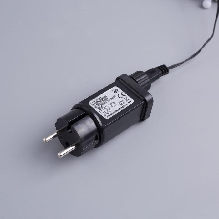 НИТЬ уличная, мишура роса, Д:2 м, Н.Т. LED-200-4.5В, контр. 8 р., ТЁПЛЫЙ БЕЛЫЙ