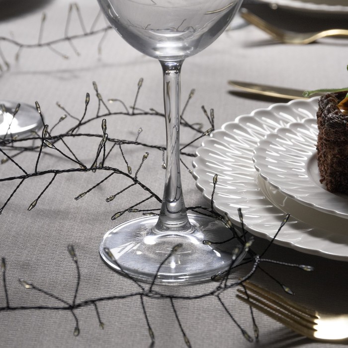 НИТЬ уличная, мишура роса, Д:2 м, Н.Т. LED-200-4.5В, контр. 8 р., БЕЛЫЙ