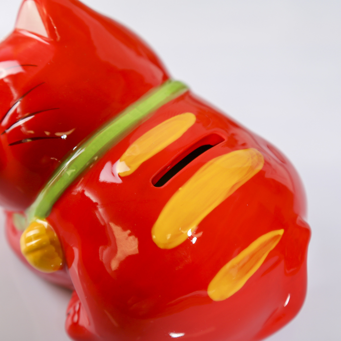 Копилка керамика "Спящий котик с колокольчиком на шее" МИКС 10х15,5х10 см