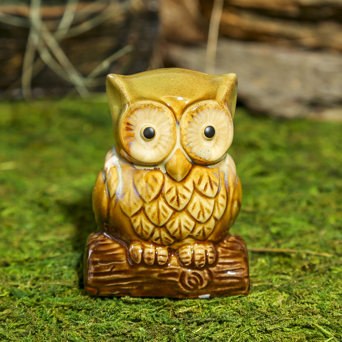 Сувенир керамика подставка под зубочистки "Совёнок на брёвнышке" МИКС 8х6х5,8 см