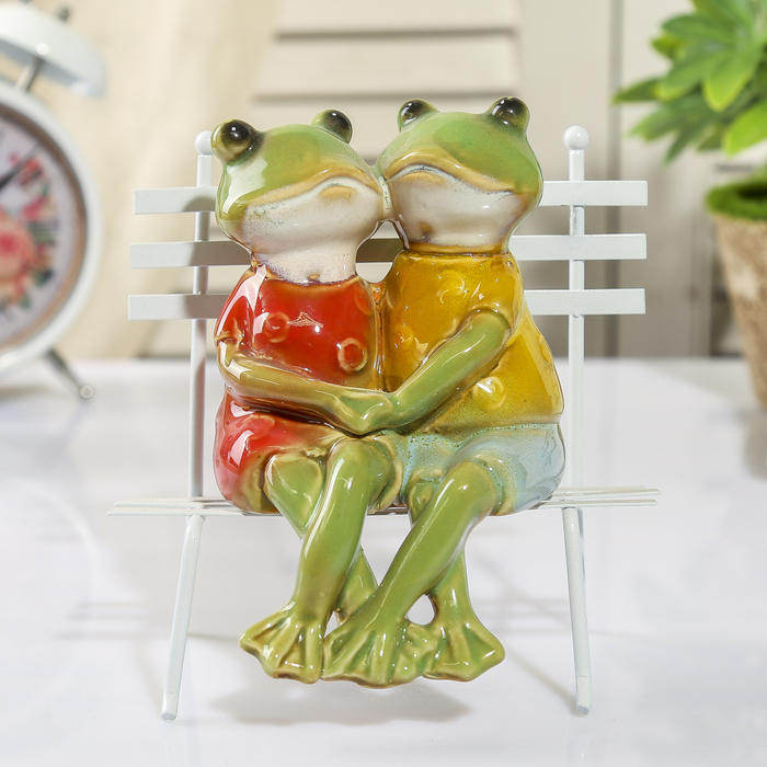 Сувенир керамика "Лягушата на скамеечке" 14х12,5х9,5 см