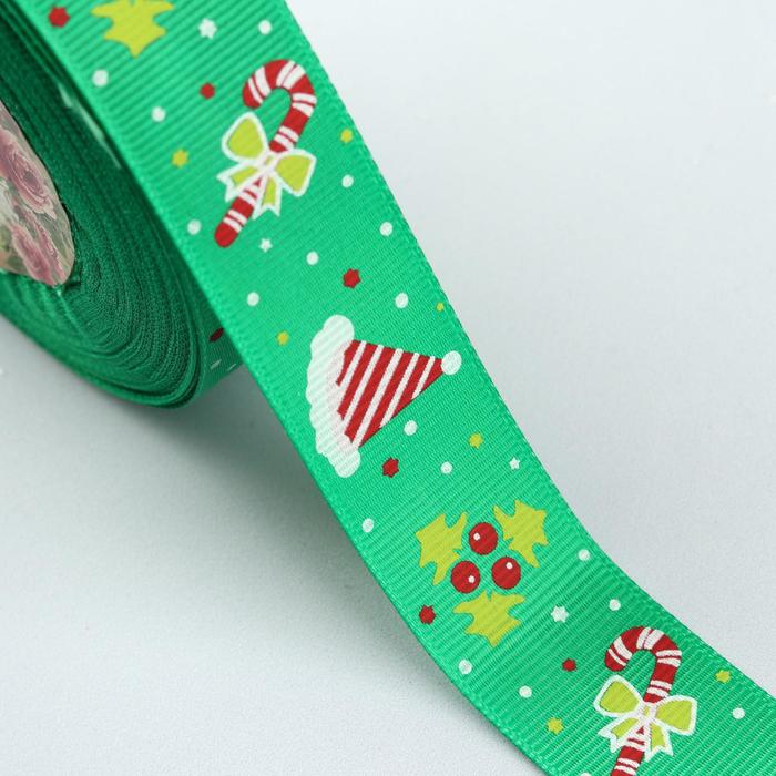 Лента репсовая «Колпак», 25мм, 18±1м, цвет зелёный