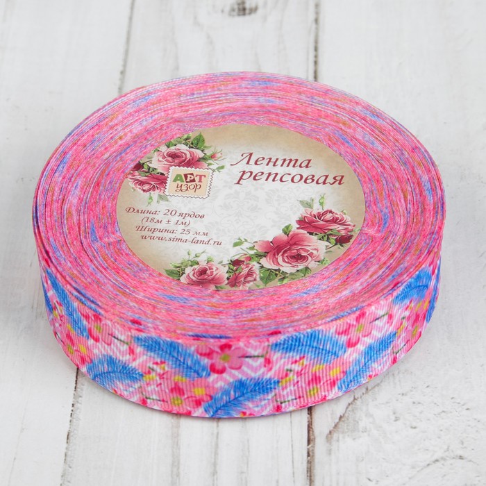 Лента репсовая «Перо», 25мм, 18±1м, разноцветная