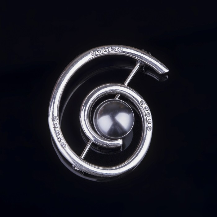 Брошь "Эол", цвет чёрный в чернёном серебре