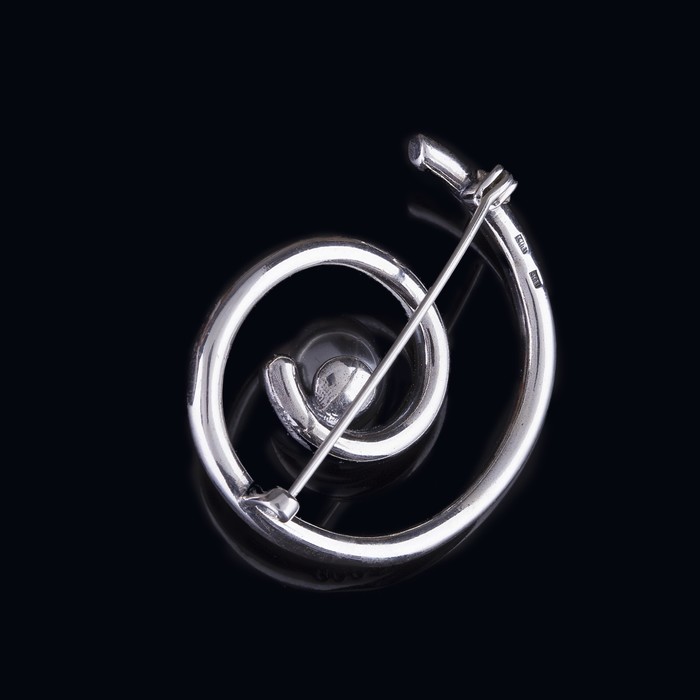 Брошь "Эол", цвет чёрный в чернёном серебре