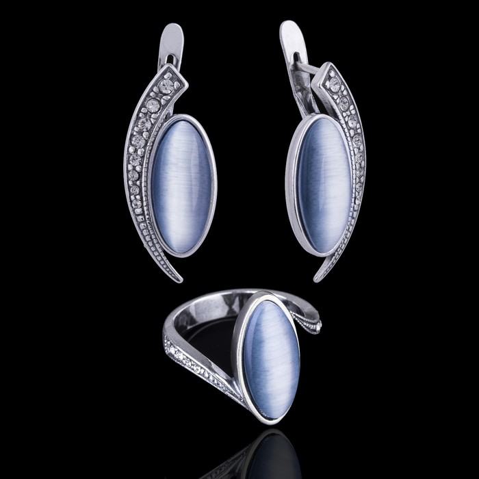 Гарнитур "Москва", размер 18, цвет серый в чернёном серебре