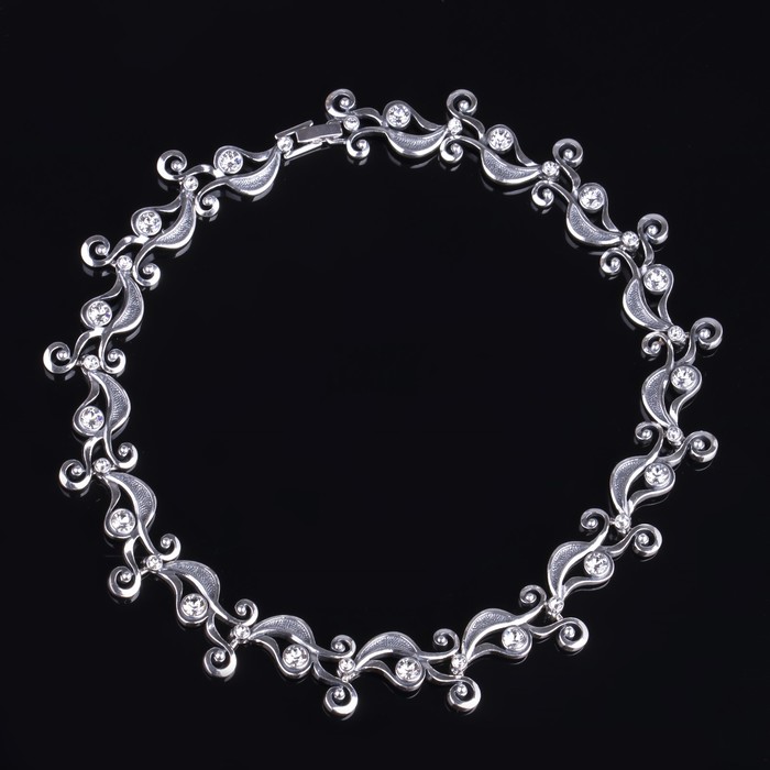 Ожерелье "Трезини", цвет белый в чернёном серебре