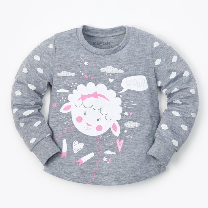 Пижама (брюки и джемпер) "Барашек",меланж, р-р 34 (122-128 см) 7-8 лет, 95% хл, 5% эл