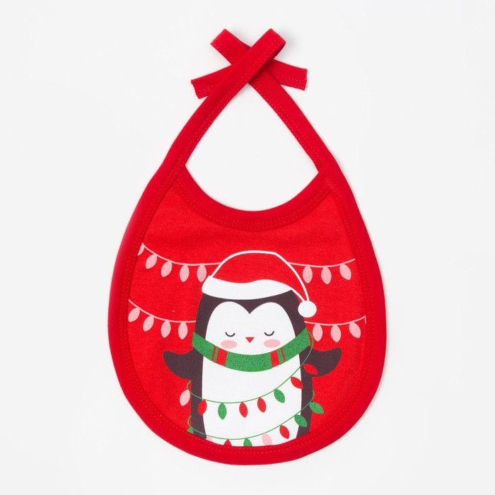 Слюнявчик "Новогодний пингвинчик", 100% хл., интерлок