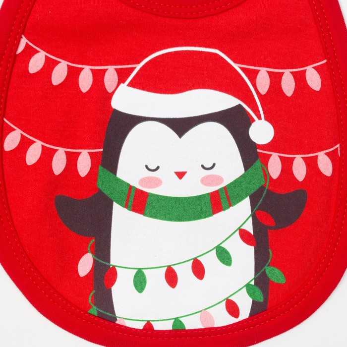 Слюнявчик "Новогодний пингвинчик", 100% хл., интерлок