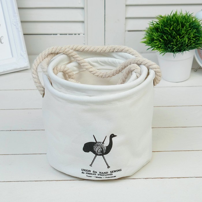 Набор мешочков 3в1 «Птица» (d=13.5 см, d=15.5 см, d=17.5 см), б/хлястика, с ручками, хлопок 360410