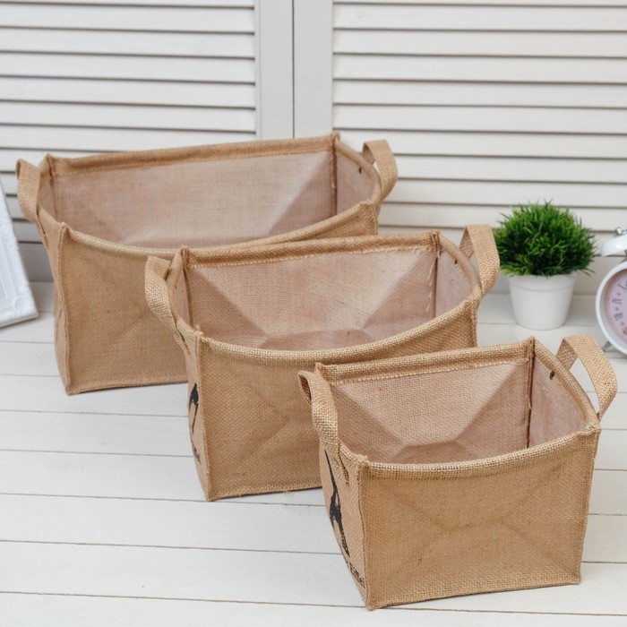 Набор мешочков 3в1 «Париж», прямоуг. (20х18х14 см, 28х21х16 см, 38х23х17 см), б/хлястика