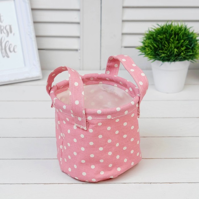 Мешочек «Горошек», без хлястика, хлопок, оранжевый, 10х12.5х12.5 см