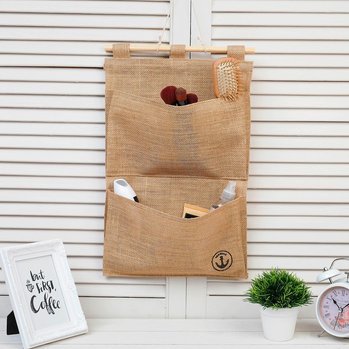 Органайзер на верёвке, 2 отдела, без хлястика, хлопок, 1х21х49 см