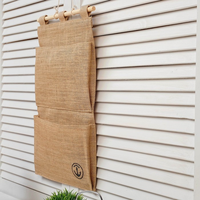 Органайзер на верёвке, 2 отдела, без хлястика, хлопок, 1х21х49 см