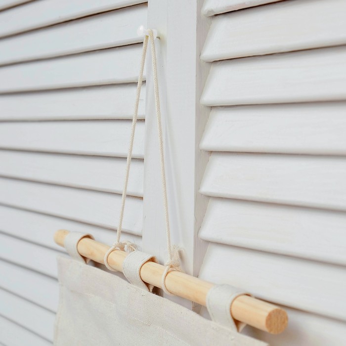 Органайзер на верёвке, 5 отделов, без хлястика, хлопок, белый в полоску, 1х35х44 см