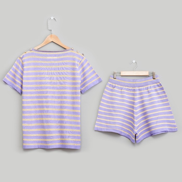 Костюм домашний (футболка, шорты) р. 42-44, Сирень в полоску