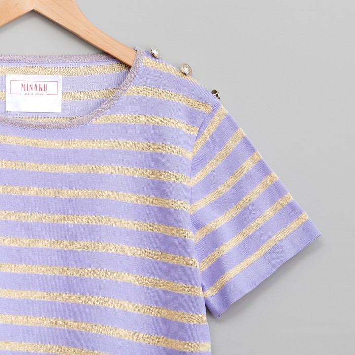 Костюм домашний (футболка, шорты) р. 42-44, Сирень в полоску