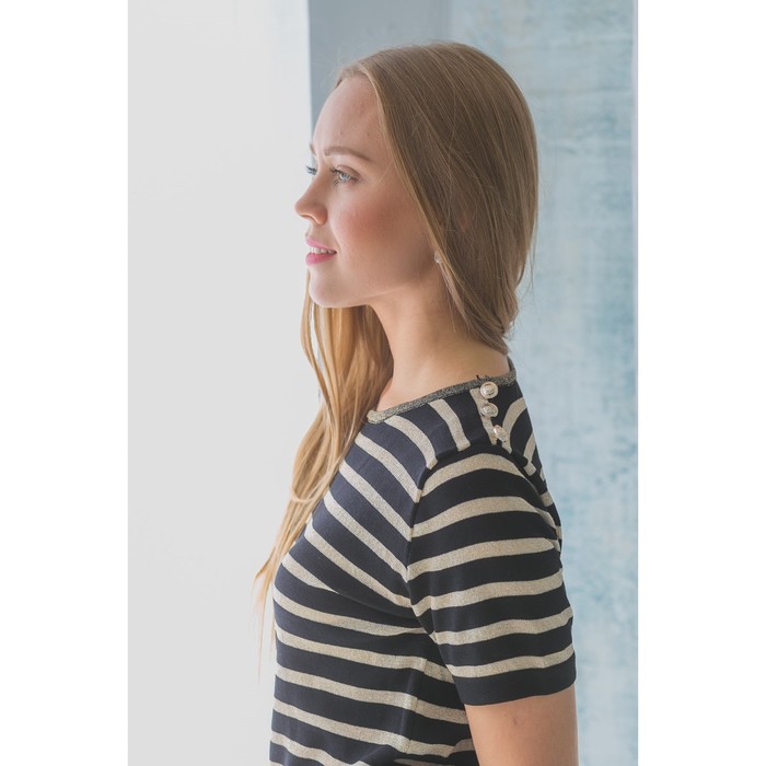 Костюм домашний (футболка, шорты) р. 42-44, Черно-белая полоска