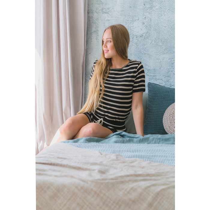 Костюм домашний (футболка, шорты) р. 42-44, Черно-белая полоска