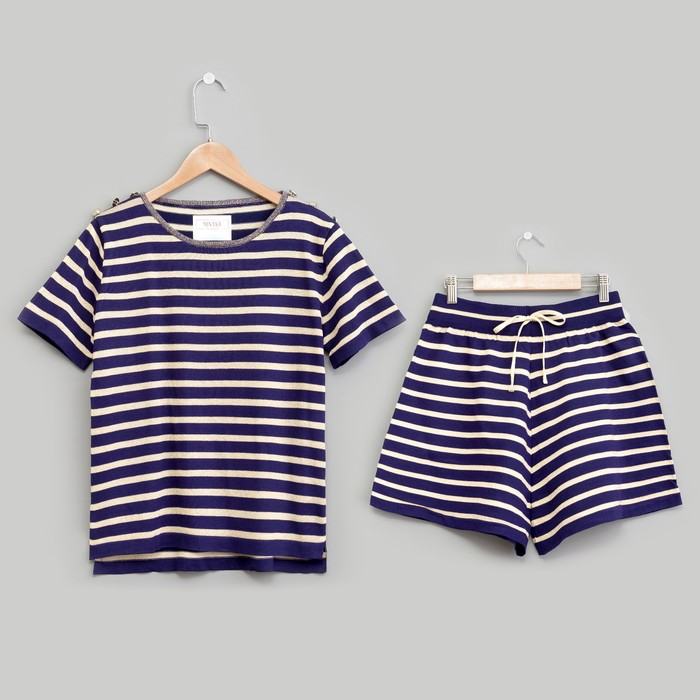 Костюм домашний (футболка, шорты) р. 42-44, Синяя полоска