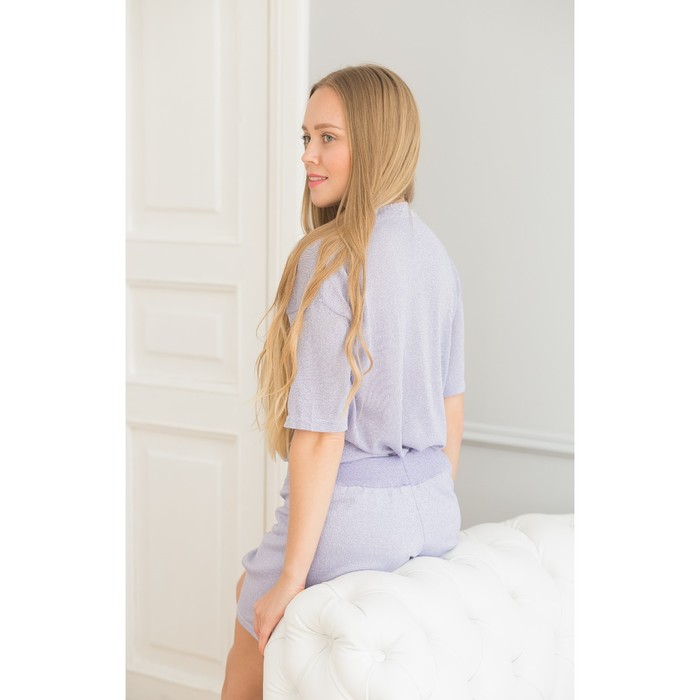 Костюм домашний с вышивкой (футболка, шорты) р. 42-44, Сирень