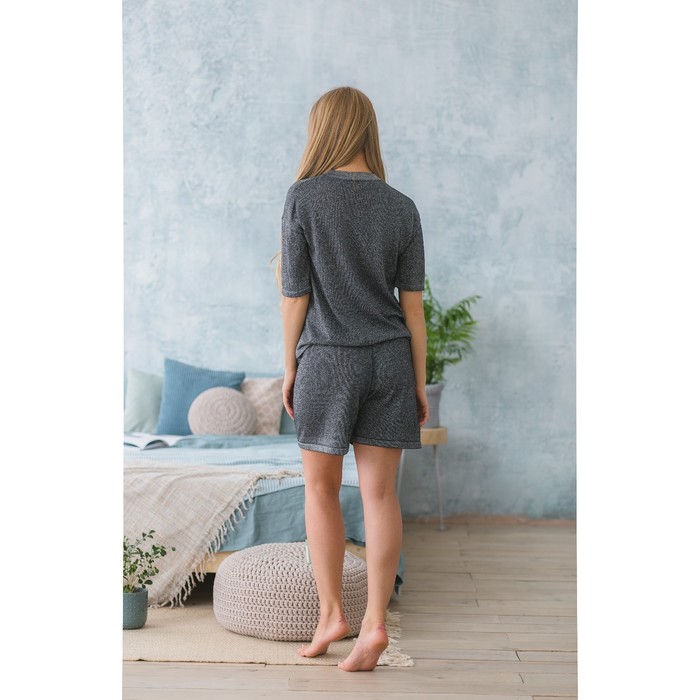 Костюм домашний с вышивкой (футболка, шорты) р. 42-44, Графит