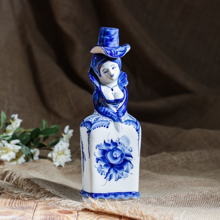 Штоф "Дама", 0,8 л, гжель, фарфор