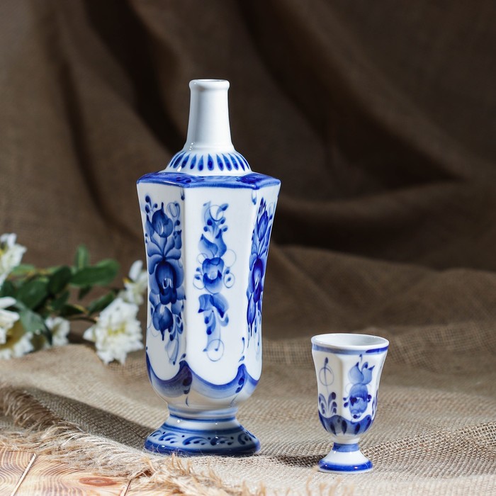 Штоф "Тюльпан", 0,75, гжель, фарфор