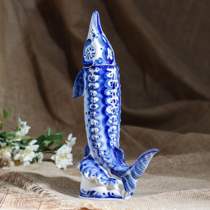 Штоф "Осётр", 0,5, гжель, фарфор