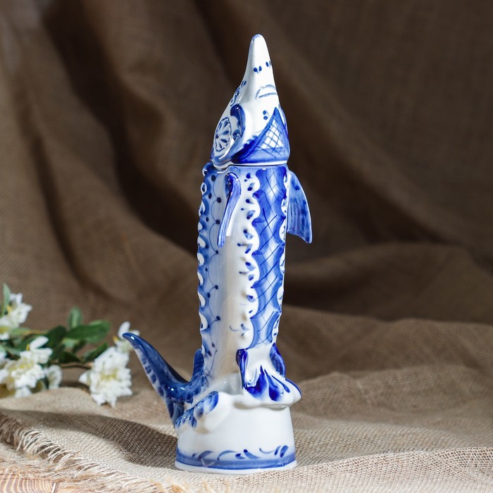 Штоф "Осётр", 0,5, гжель, фарфор