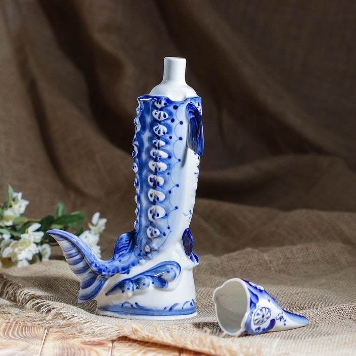 Штоф "Осётр", 0,5, гжель, фарфор