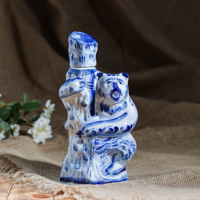 Штоф "Медведь", 0,5, гжель, фарфор