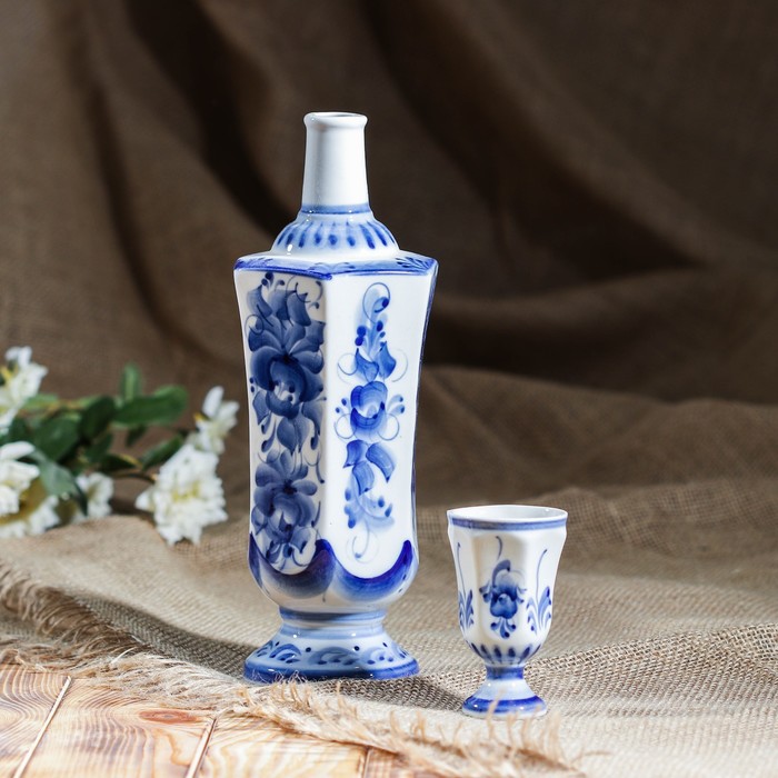 Штоф "Тюльпан", 0,75, гжель, фарфор, 2с